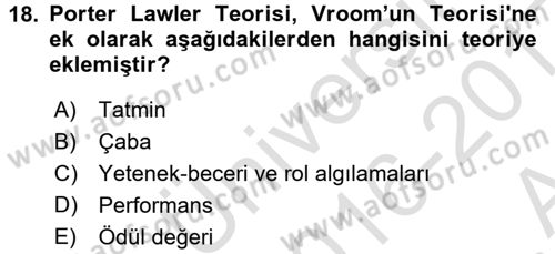 Yönetim Bilimi 1 Dersi Ara Sınavı Deneme Sınav Soruları 18. Soru