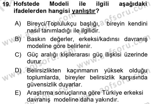 Yönetim Bilimi 1 Dersi 2016 - 2017 Yılı (Vize) Ara Sınav Soruları 19. Soru