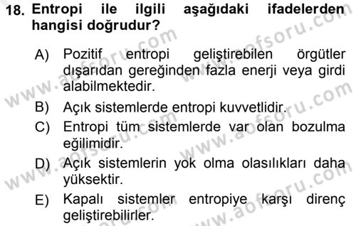 Yönetim Bilimi 1 Dersi 2016 - 2017 Yılı (Final) Dönem Sonu Sınav Soruları 18. Soru