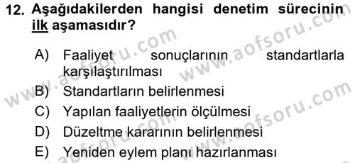 Yönetim Bilimi 1 Dersi 2017 - 2018 Yılı 3 Ders Sınav Soruları 12. Soru