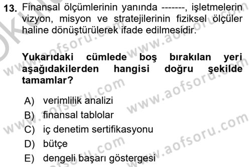 Yönetim Bilimi 1 Dersi 2018 - 2019 Yılı Yaz Okulu Sınav Soruları 13. Soru