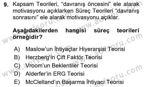 Yönetim Bilimi 1 Dersi 2018 - 2019 Yılı Yaz Okulu Sınav Soruları 9. Soru