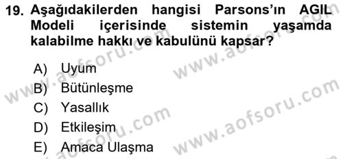 Yönetim Bilimi 1 Dersi Ara Sınavı Deneme Sınav Soruları 19. Soru