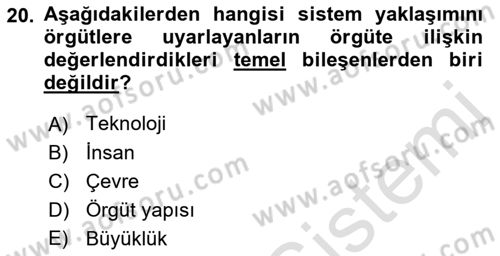 Yönetim Bilimi 1 Dersi 2019 - 2020 Yılı (Final) Dönem Sonu Sınav Soruları 20. Soru