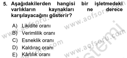 Yönetim Bilimi 1 Dersi 2019 - 2020 Yılı (Final) Dönem Sonu Sınav Soruları 5. Soru