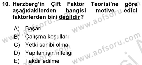 Yönetim Bilimi 1 Dersi 2020 - 2021 Yılı Yaz Okulu Sınav Soruları 10. Soru