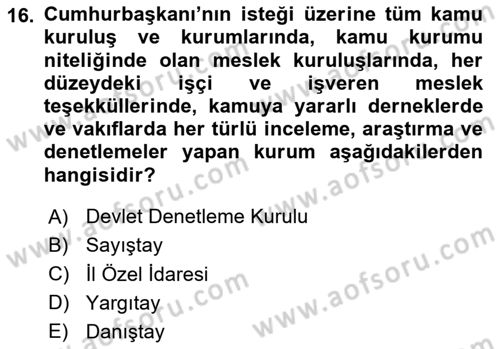 Yönetim Bilimi 1 Dersi 2020 - 2021 Yılı Yaz Okulu Sınav Soruları 16. Soru