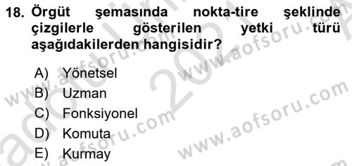 Yönetim Bilimi 1 Dersi Ara Sınavı Deneme Sınav Soruları 18. Soru