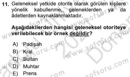 Yönetim Bilimi 1 Dersi 2021 - 2022 Yılı (Final) Dönem Sonu Sınavı 11. Soru