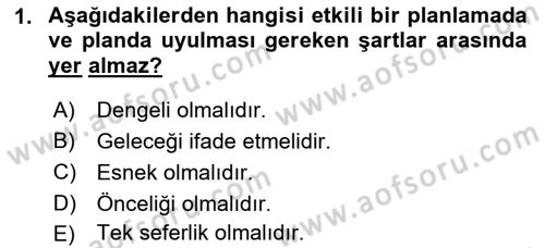 Yönetim Bilimi 1 Dersi 2021 - 2022 Yılı Yaz Okulu Sınavı 1. Soru