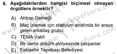 Yönetim Bilimi 1 Dersi 2021 - 2022 Yılı Yaz Okulu Sınav Soruları 6. Soru