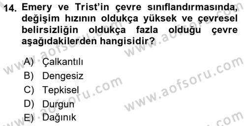 Yönetim Bilimi 1 Dersi 2022 - 2023 Yılı (Final) Dönem Sonu Sınav Soruları 14. Soru