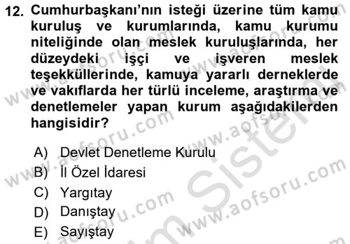 Yönetim Bilimi 1 Dersi 2022 - 2023 Yılı Yaz Okulu Sınav Soruları 12. Soru