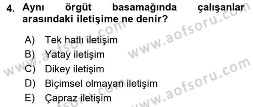 Yönetim Bilimi 1 Dersi 2022 - 2023 Yılı Yaz Okulu Sınav Soruları 4. Soru