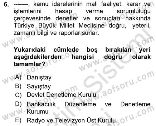 Yönetim Bilimi 1 Dersi 2023 - 2024 Yılı (Final) Dönem Sonu Sınav Soruları 6. Soru