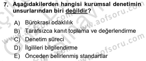 Yönetim Bilimi 1 Dersi 2023 - 2024 Yılı (Final) Dönem Sonu Sınav Soruları 7. Soru