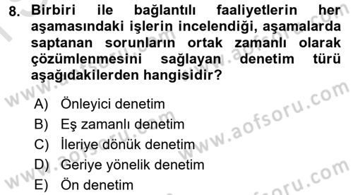 Yönetim Bilimi 1 Dersi 2023 - 2024 Yılı (Final) Dönem Sonu Sınavı 8. Soru