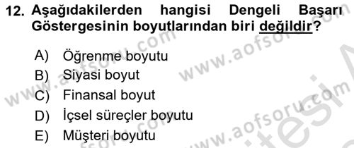 Yönetim Bilimi 1 Dersi 2023 - 2024 Yılı Yaz Okulu Sınav Soruları 12. Soru