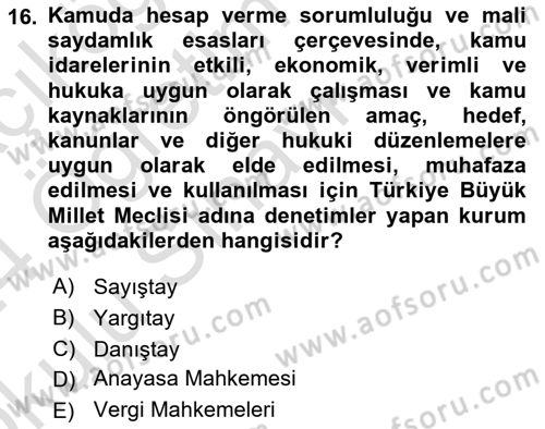 Yönetim Bilimi 1 Dersi 2023 - 2024 Yılı Yaz Okulu Sınav Soruları 16. Soru