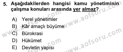 Yönetim Bilimi 1 Dersi 2023 - 2024 Yılı Yaz Okulu Sınav Soruları 5. Soru