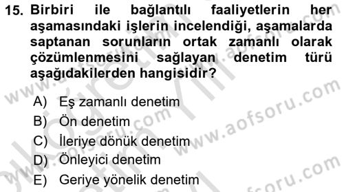 Yönetim Bilimi 1 Dersi 2024 - 2025 Yılı Yaz Okulu Sınav Soruları 15. Soru