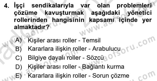 Yönetim Bilimi 1 Dersi 2024 - 2025 Yılı Yaz Okulu Sınav Soruları 4. Soru