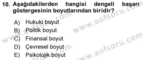 Yönetim Bilimi 1 Dersi 2025 - 2026 Yılı (Final) Dönem Sonu Sınav Soruları 10. Soru