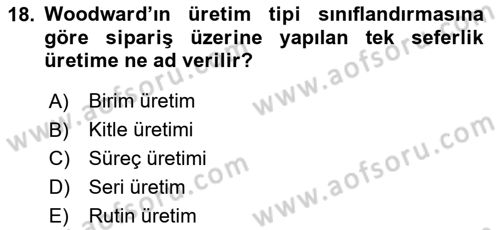 Yönetim Bilimi 1 Dersi 2025 - 2026 Yılı (Final) Dönem Sonu Sınav Soruları 18. Soru