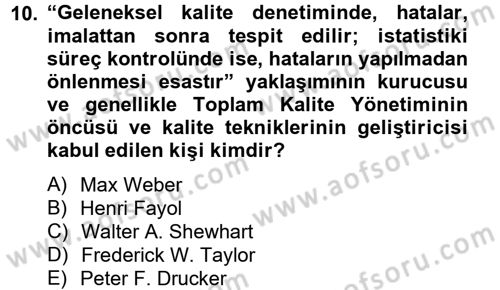 Yönetim Bilimi 2 Dersi 2012 - 2013 Yılı (Vize) Ara Sınav Soruları 10. Soru