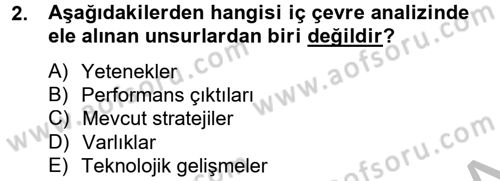 Yönetim Bilimi 2 Dersi 2012 - 2013 Yılı (Vize) Ara Sınav Soruları 2. Soru