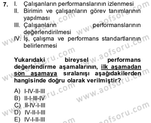 Yönetim Bilimi 2 Dersi 2013 - 2014 Yılı (Final) Dönem Sonu Sınav Soruları 7. Soru