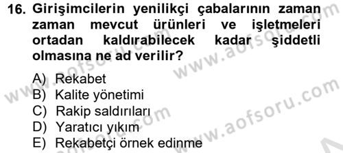 Yönetim Bilimi 2 Dersi 2013 - 2014 Yılı Tek Ders Sınav Soruları 16. Soru