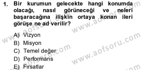 Yönetim Bilimi 2 Dersi 2014 - 2015 Yılı (Vize) Ara Sınav Soruları 1. Soru