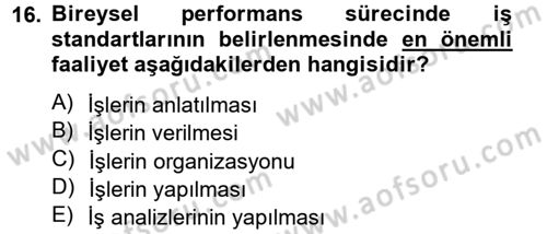 Yönetim Bilimi 2 Dersi 2014 - 2015 Yılı (Vize) Ara Sınav Soruları 16. Soru