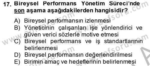 Yönetim Bilimi 2 Dersi 2014 - 2015 Yılı (Vize) Ara Sınav Soruları 17. Soru