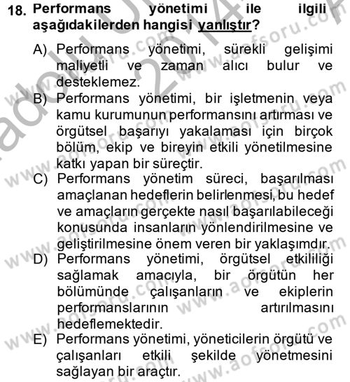 Yönetim Bilimi 2 Dersi 2014 - 2015 Yılı (Vize) Ara Sınav Soruları 18. Soru