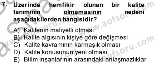 Yönetim Bilimi 2 Dersi 2014 - 2015 Yılı (Vize) Ara Sınav Soruları 7. Soru