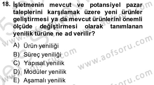 Yönetim Bilimi 2 Dersi 2014 - 2015 Yılı Tek Ders Sınav Soruları 18. Soru