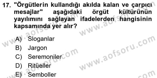 Yönetim Bilimi 2 Dersi 2015 - 2016 Yılı (Final) Dönem Sonu Sınav Soruları 17. Soru