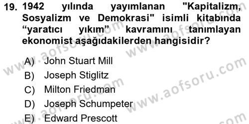 Yönetim Bilimi 2 Dersi 2015 - 2016 Yılı Tek Ders Sınav Soruları 19. Soru