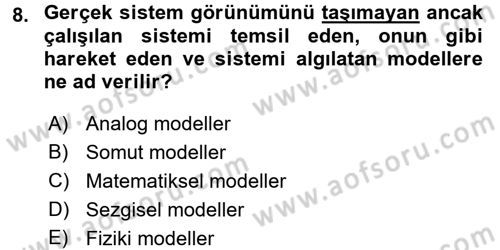 Yönetim Bilimi 2 Dersi 2015 - 2016 Yılı Tek Ders Sınav Soruları 8. Soru