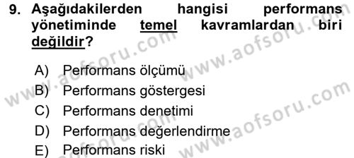 Yönetim Bilimi 2 Dersi 2015 - 2016 Yılı Tek Ders Sınavı 9. Soru