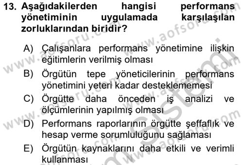 Yönetim Bilimi 2 Dersi 2016 - 2017 Yılı 3 Ders Sınav Soruları 13. Soru