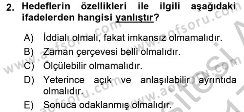 Yönetim Bilimi 2 Dersi 2016 - 2017 Yılı 3 Ders Sınav Soruları 2. Soru