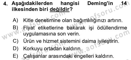 Yönetim Bilimi 2 Dersi 2016 - 2017 Yılı 3 Ders Sınav Soruları 4. Soru