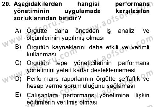 Yönetim Bilimi 2 Dersi 2016 - 2017 Yılı (Vize) Ara Sınav Soruları 20. Soru