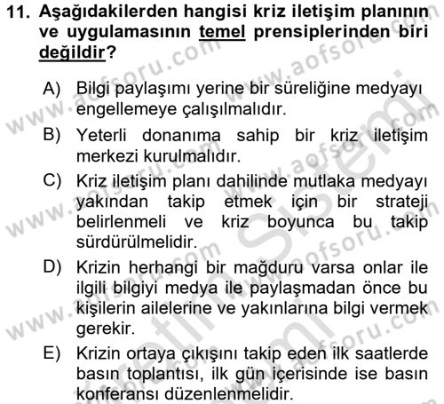 Yönetim Bilimi 2 Dersi 2016 - 2017 Yılı (Final) Dönem Sonu Sınav Soruları 11. Soru