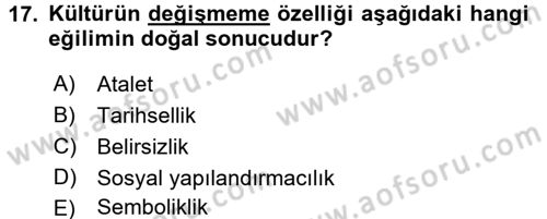 Yönetim Bilimi 2 Dersi 2016 - 2017 Yılı (Final) Dönem Sonu Sınav Soruları 17. Soru