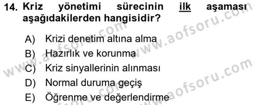 Yönetim Bilimi 2 Dersi 2017 - 2018 Yılı 3 Ders Sınav Soruları 14. Soru