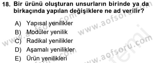 Yönetim Bilimi 2 Dersi 2017 - 2018 Yılı 3 Ders Sınav Soruları 18. Soru
